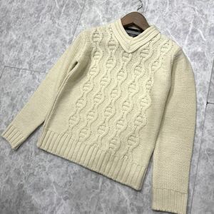 Z ＊ 美品 イタリア製 '高級感溢れる' PAZZO パッゾ 高品質 WOOL混 ニット 長袖 Vネック セーター size44 メンズ 紳士服 トップス 