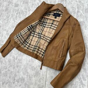 1円~ ＊ イタリア製 国内正規品 '高級婦人服' BURBERRY バーバリー 裏地 ノバチェック 本革 牛革 レザー ジャケット size8 レディース 