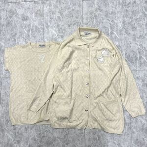 L ＊ イタリア製 '高級婦人服' Paola Todesco. 高品質 COTTON アンサンブル ニット 長袖 カーディガン & 半袖 セーター size42 レディース