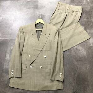 Y☆良品/ 高級感溢れる!! '日本製' LANVIN PARIS ランバン 上下 セットアップ WOOL100% ダブルスーツ 紳士服 sizeR48-46 ジャケット&パンツ