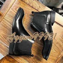 チェルシーブーツ　サイドゴアブーツ ブーツ メンズシューズ　牛革　ビジネスシューズ　イギリス風　革靴 本革　紳士靴　ブラック　25.5cm_画像2