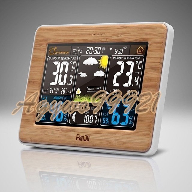 デジタル目覚まし時計/置時計/多機能/天気予報/ムーンフェーズ機能/USB充電/