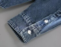 デニムシャツ メンズ 新品　内側フリース　裏ボア暖かい　長袖　トップス　デニムジャケット　ブルゾン　サイズ選択可　ブルー　M~2XL_画像3