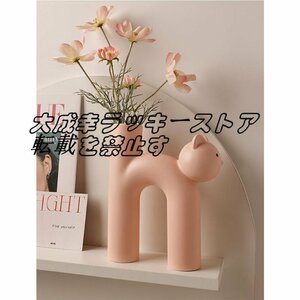人気推薦　飾り物　人気　花瓶　猫　管形　可愛い　セラミックス　デザイナー　オーナメント　ベッドルーム　リビング　書房　ピンク