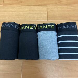 M 黒白ボーダー ヘインズ Hanes ボクサーパンツ ボクサーブリーフ4枚 前開き メンズ　アンダーウェア インナー肌着下着 男子 中学生高校生