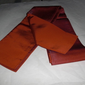 ダイヤ柄が織られた半幅帯 裏はレンガ色無地はんはばおび 粋な柄の半幅帯 ゆかた用蝶結び半幅帯