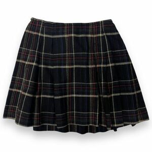 90s DKNY Donna Karan New York старый бирка шерсть Mini flair юбка проверка общий рисунок боковой Zip женский retro б/у одежда P4 мульти- 