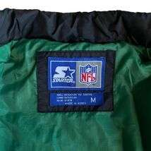 90s NFL NEW YORK JET'S ニューヨーク ジェッツ STARTER スターター 刺繍 ロゴ ナイロン スタンドカラー ジャケット 古着 M ブラック 緑 黒_画像7