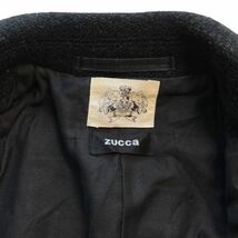 Zucca ズッカ 5釦 ウール ステンカラー ロング コート ジャケット アウター 防寒 スーツ フォーマル カジュアル メンズ M相当 ブラック系_画像4