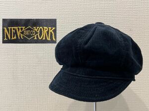 ★NEW YORK HAT CO.★USA製★コーデュロイ★キャスケット★ワークキャップ★ベレー帽★帽子★ネイビー★紺★Lサイズ★ニューヨークハット★