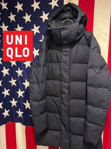 ★UNIQLO★ユニクロ★シームレスダウンコート★耐久撥水★軽量★防風★フード着脱可能★アウター★ナイロン★ネイビー★紺★Mサイズ★