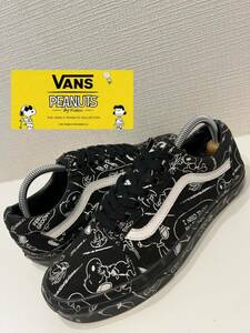 ★VANS×PEANUTS★バンズ×ピーナッツ★スヌーピー★キャラクター★OLD SKOOL★オールドスクール★総柄★ブラック★黒★US8.5★26.5cm★