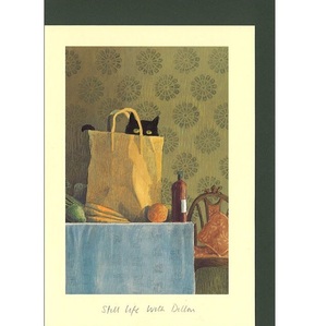  alison * friend Dillon. .. still life greeting card black cat England made multipurpose postcard picture postcard cat .. cat patamin