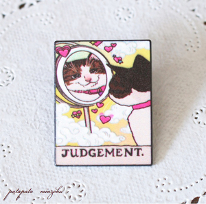 猫のピンバッジ タロットカード ジャッジメント Judgment 猫 バッジ ネコ 雑貨 小物 ピンズ ブローチ ネコ ピンバッチ パタミン ねこ