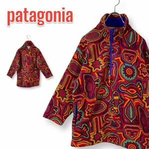 【レア】パタゴニア patagonia USA製 アメリカ製 フリース スナップT 総柄 ビンテージ アウトドア