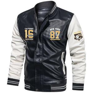 レザージャケット メンズ ライダースジャケット 革ジャンバイクジャケット ジャンパー ブルゾン 皮革ジャケット M~4XL 白