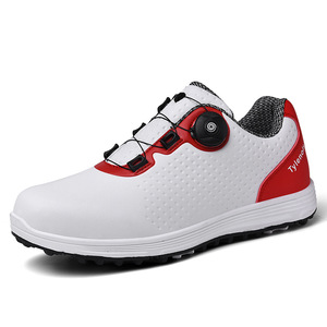  new work golf shoes men's Golf s knee ka dial type .. strong elasticity . sport shoes sport shoes waterproof . slide enduring . Golf supplies red 23.5~28cm