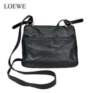  Loewe Logo .. leather 3 pocket shoulder bag 