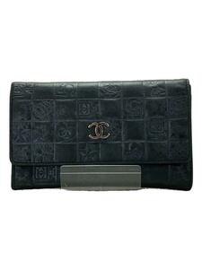 CHANEL◆長財布/レザー/BLK/レディース