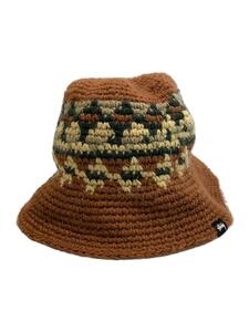 STUSSY◆FAIRISLE BUCKET HAT/FREE/アクリル/BRW/総柄/メンズ/1321140