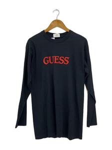 GUESS◆長袖Tシャツ/USA製/90s/-/コットン/BLK/無地