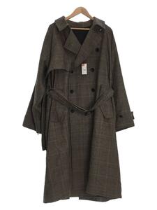 stein◆LAY OVERSIZED OVERLAP COAT/S/ウール/ブラウン/チェック/ST.090-2