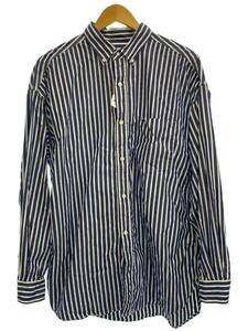 nanamica◆Big Button Down Wind Stripe Shirt/長袖シャツ/L/コットン/NVY/ストライプ