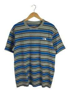 THE NORTH FACE◆S/S MULTI BORDER TEE_ショートスリーブマルチボーダーティー/XL/コットン/BLU/ボーダ