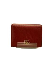 GUCCI◆カードケース_GGマーモント/レザー/RED/レディース