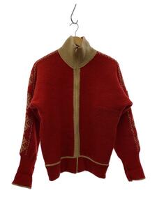 GOLDWIN◆ジャケット/-/ウール/RED/推定70s～80s/COLOR ZIP/穴有/使用感有