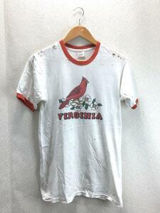 collegiate pacific/80s/Virginia/リンガーTシャツ/L/コットン/WHT/プリント