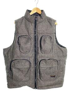 TIGHTBOOTH PRODUCTION◆タグ付/TWEED DOWN VEST/ダウンベスト/XL/ウール/ブラック/FW23-JK04