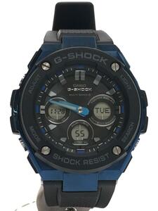 CASIO◆ソーラー腕時計・G-SHOCK/デジアナ/ラバー/BLK/BLK/SS