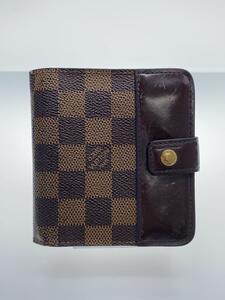 LOUIS VUITTON◆コンパクトジップ_ダミエ・エベヌ_BRW/PVC/BRW/チェック/レディース/財布/