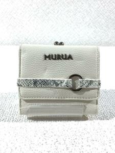 MURUA◆3つ折り財布/レザー/WHT/無地/レディース