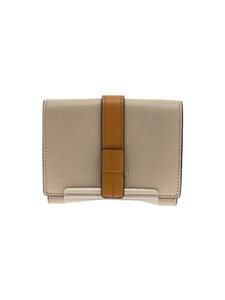 LOEWE◆トライフォールド ソフトグレインカーフ/3つ折り財布/レザー/BEG/レディース