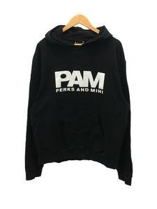 PAM◆ロゴプリント/パーカー/L/コットン/BLK/プリント
