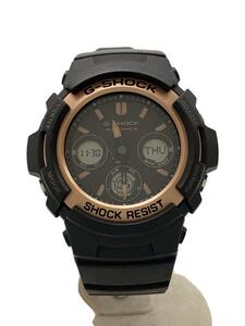 CASIO◆ソーラー腕時計_G-SHOCK/デジアナ/ラバー/BLK/BLK