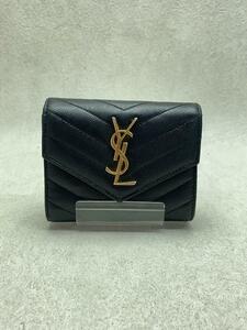 SAINT LAURENT◆モノグラムコンパクトスリーフォールドウォレット/3つ折り財布/BLK/レディース/403943