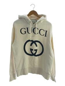 GUCCI◆パーカー/S/コットン/WHT/475374-3Q25/インターロッキングGフーデットスウェットシャツ