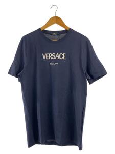 VERSACE◆ロゴエンブロイダリーTシャツ/XL/コットン/NVY/A89019