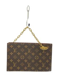 LOUIS VUITTON* chain * clutch _ monogram * canvas _BRW/PVC/BRW