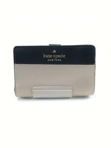 kate spade new york◆2つ折り財布/レザー/BLK/無地/レディース