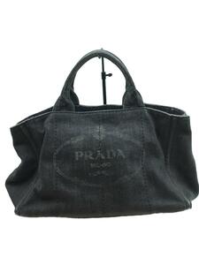 PRADA◆カナパ/トートバッグ/コットン/BLK/角スレ・使用感有