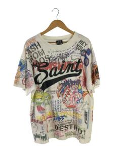 SAINT MICHAEL◆GRAFF TEE KAIKAIKIKI STM × TM/Tシャツ/XL/コットン/WHT/総柄/村上隆