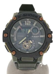 CASIO◆ソーラー腕時計_G-SHOCK/デジアナ/ラバー/SLV/KHK