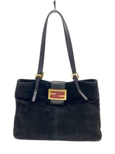 FENDI◆ショルダーバッグ/スウェード/BLK/無地