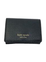 kate spade new york◆3つ折り財布/レザー/BLK/無地/レディース_画像1