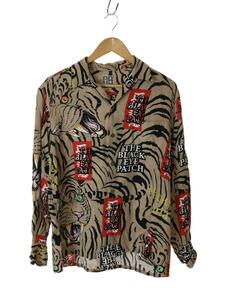 WACKO MARIA◆HAWAIIAN SHIRT L/S/長袖シャツ/M/レーヨン/総柄/ベージュ