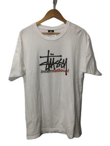 STUSSY◆Tシャツ/L/コットン/WHT/ロゴ/丸首/ラウンドネック